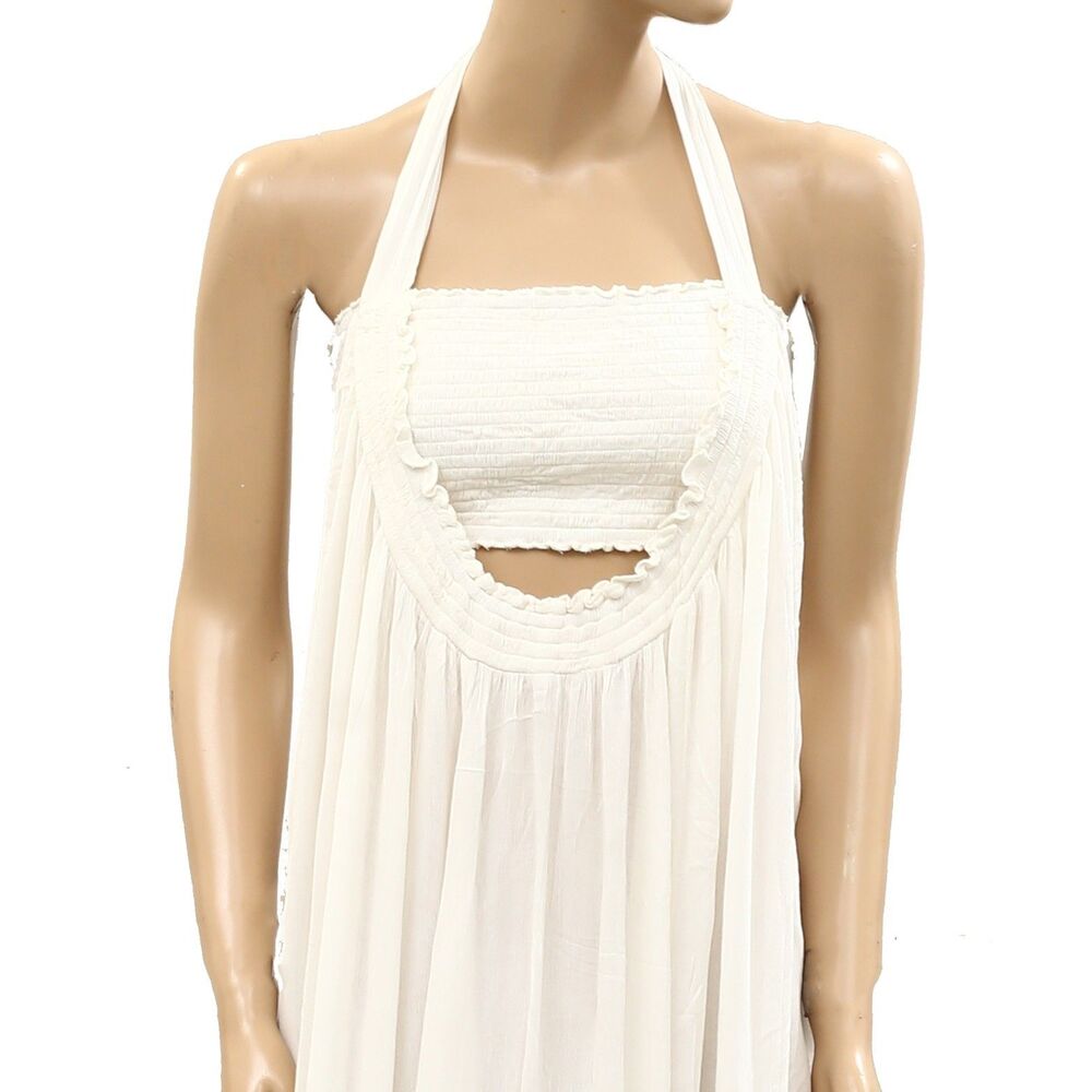Free People Free-Est Kauri Maxi Dress Gauze Smocked Halter Tiered Lace S 287751 - Picture 7 of 9